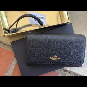 Coach Pebbled Leather Phone Clutch Black 16115B